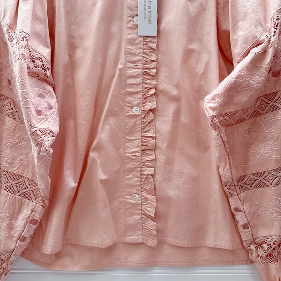 Anthropologie x Love The Label Puff Sleeve Lace Button Down Blouse NWT Size XS - Picture 9 of 12